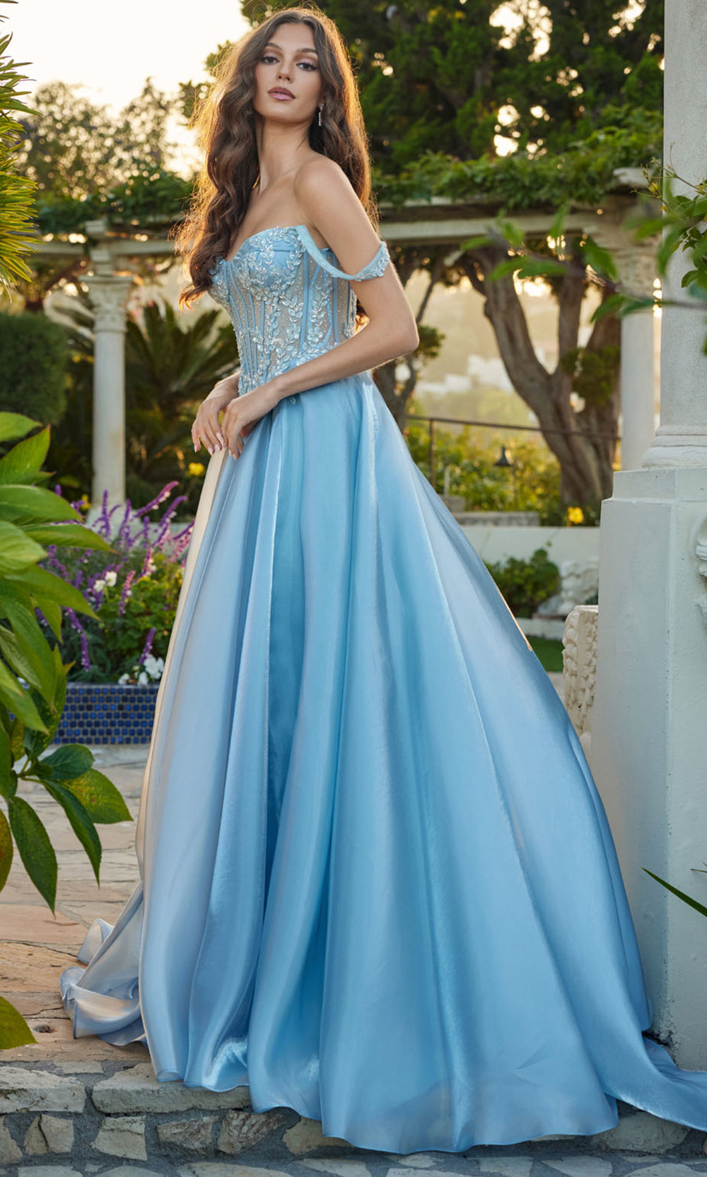 Juliet Dresses JT2639G - Sweetheart Floral Evening Dress Prom Dresses in Dusty Blue