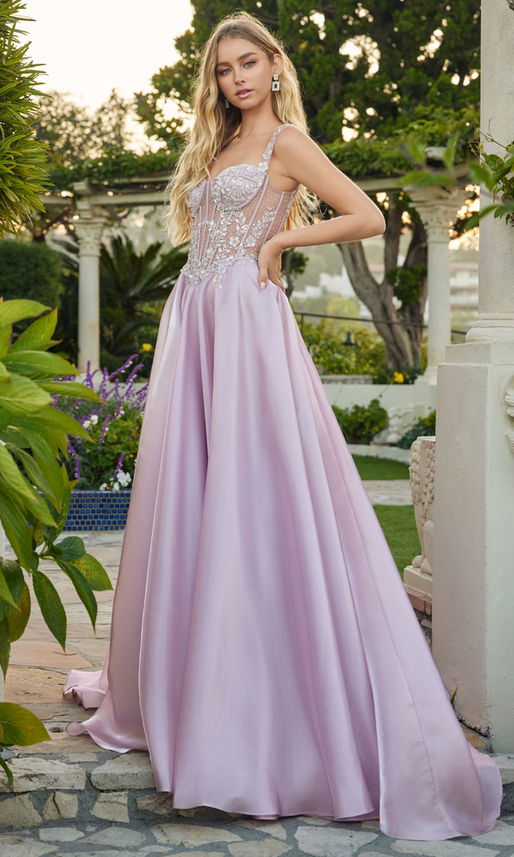 Juliet Dresses JT2639G - Sweetheart Floral Evening Dress Prom Dresses in Rose