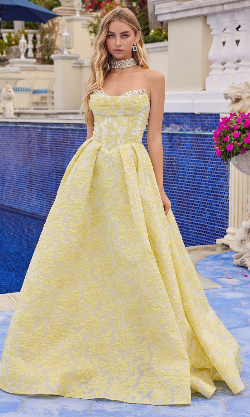 Juliet Dresses JT2693A - Sweetheart Embellished A Line Dress Prom Dresses in Yellow