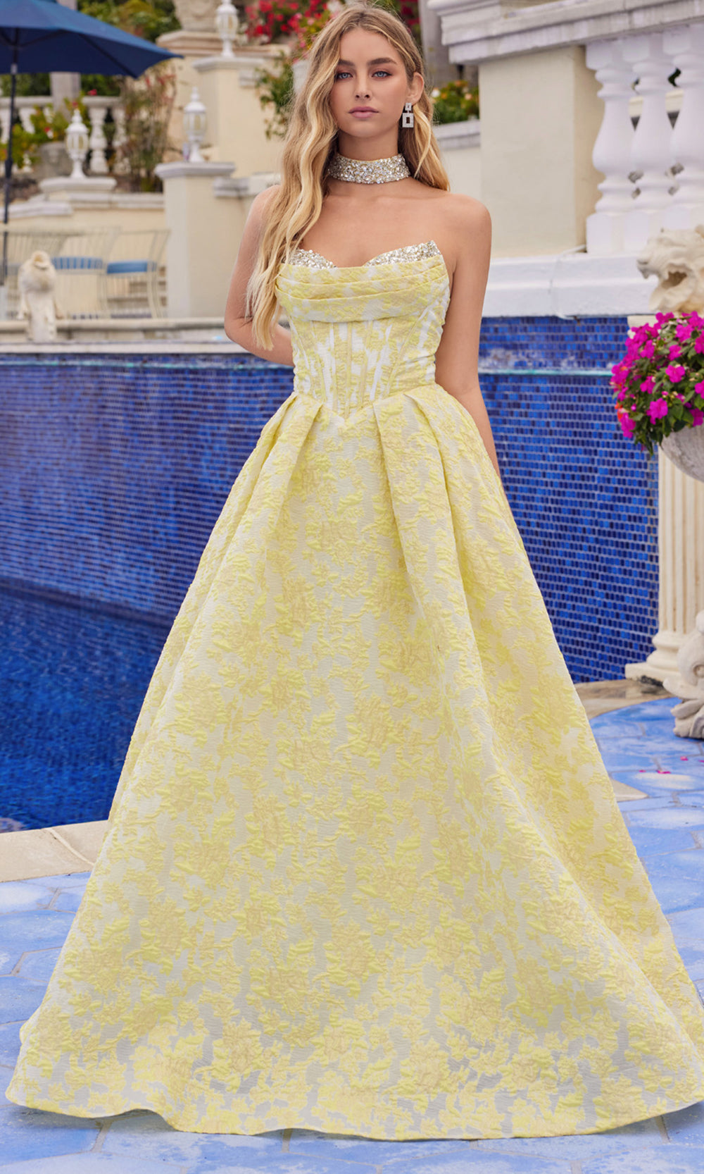 Juliet Dresses JT2693A - Sweetheart Embellished A Line Dress Prom Dresses in Yellow