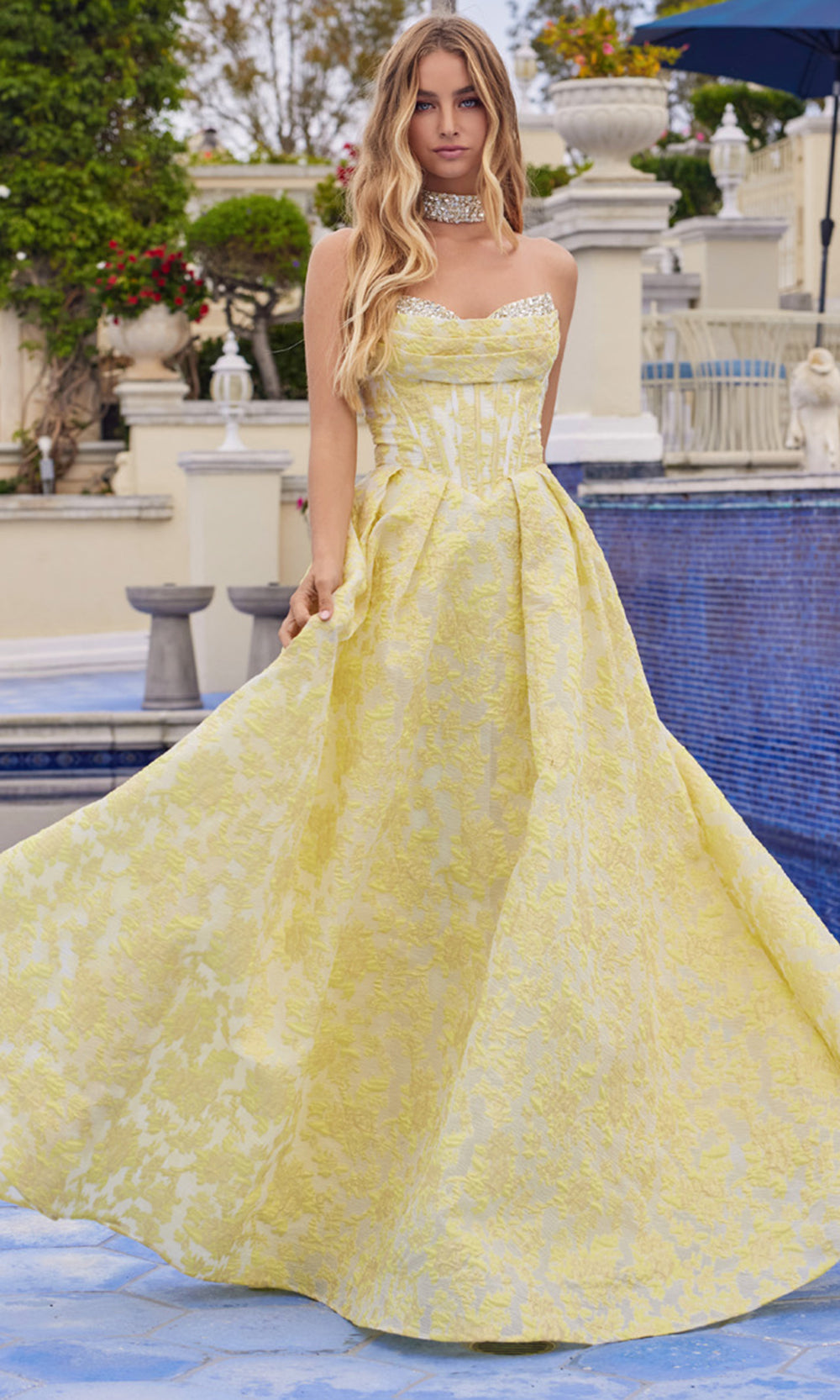 Juliet Dresses JT2693A - Sweetheart Embellished A Line Dress Prom Dresses in Yellow