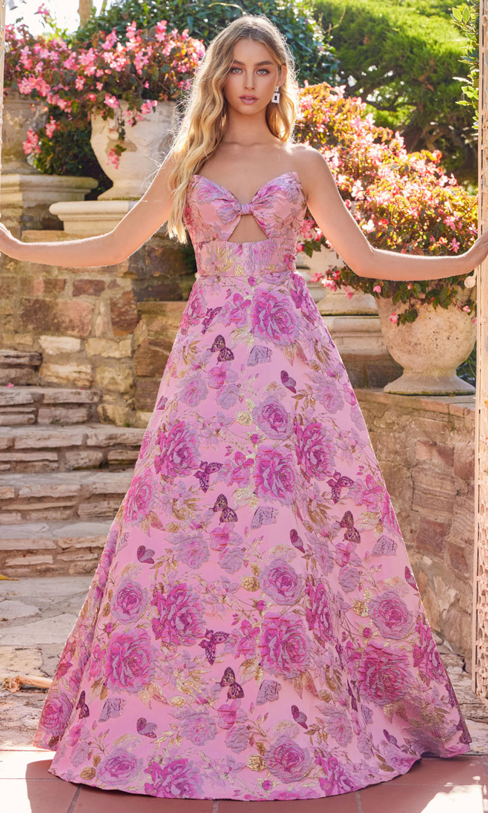 Juliet Dresses JT2735H - Sweetheart Floral Off Shoulder Evening Dress Prom Dresses in Pink Floral