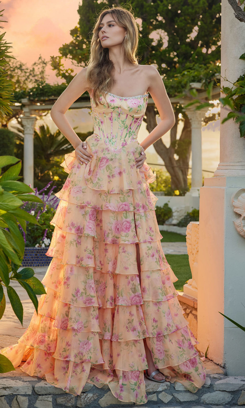 Juliet Dresses JT2739S - Sweetheart Off Shoulder Floral Evening Dress