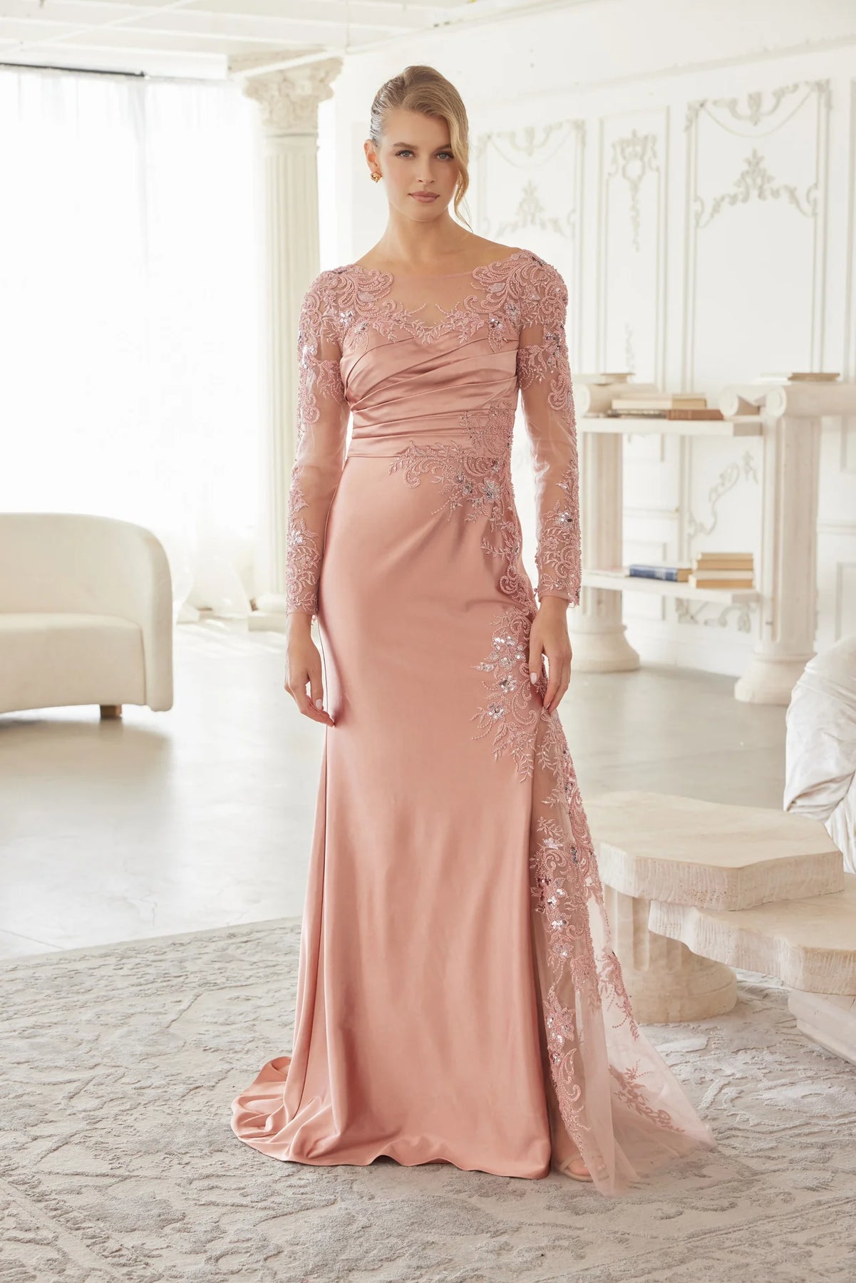 Nox Anabel ME123 - Timeless Lace Gown with Elegant Embroidery