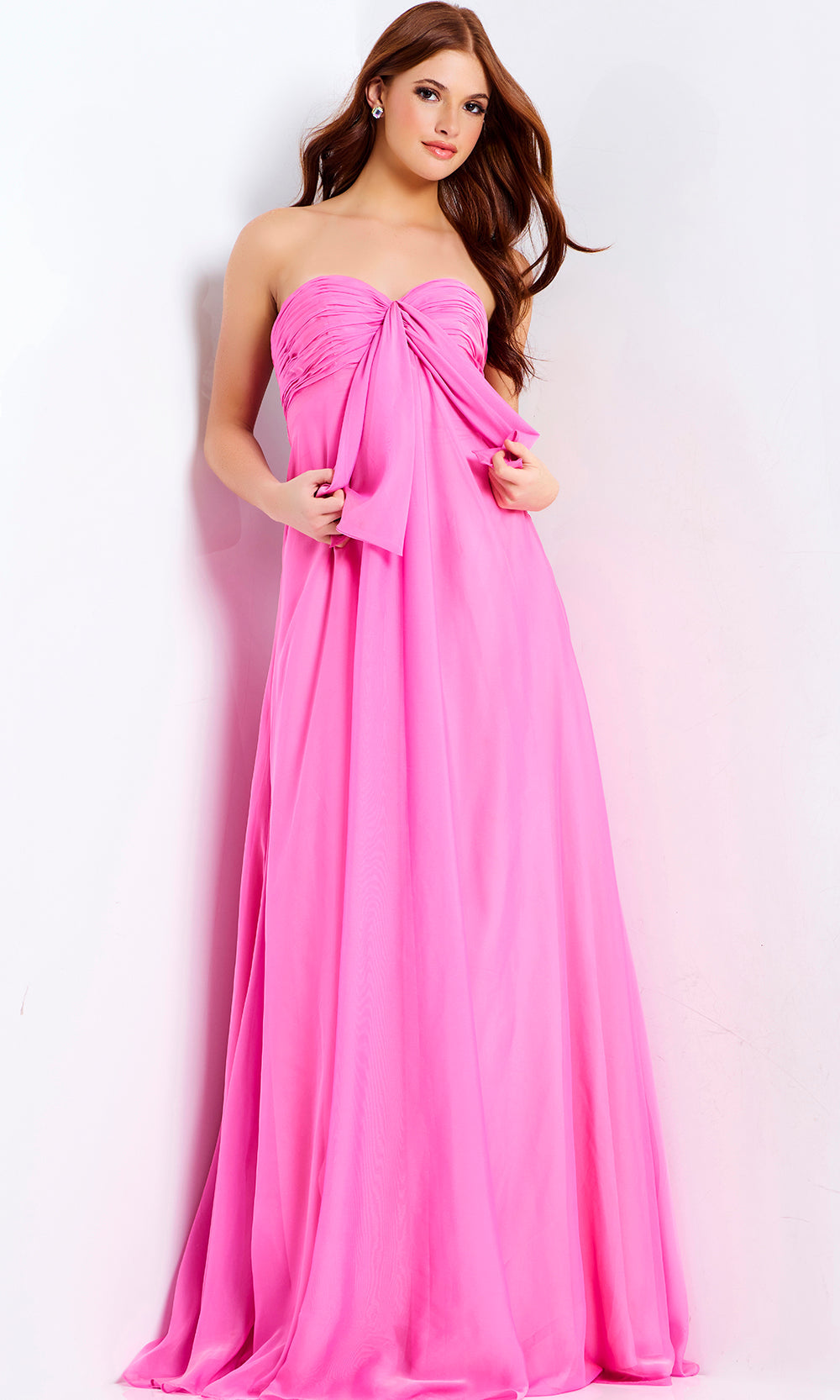 Jovani 47041 - Draped Bow Sweetheart Chiffon Gown Prom Dresses