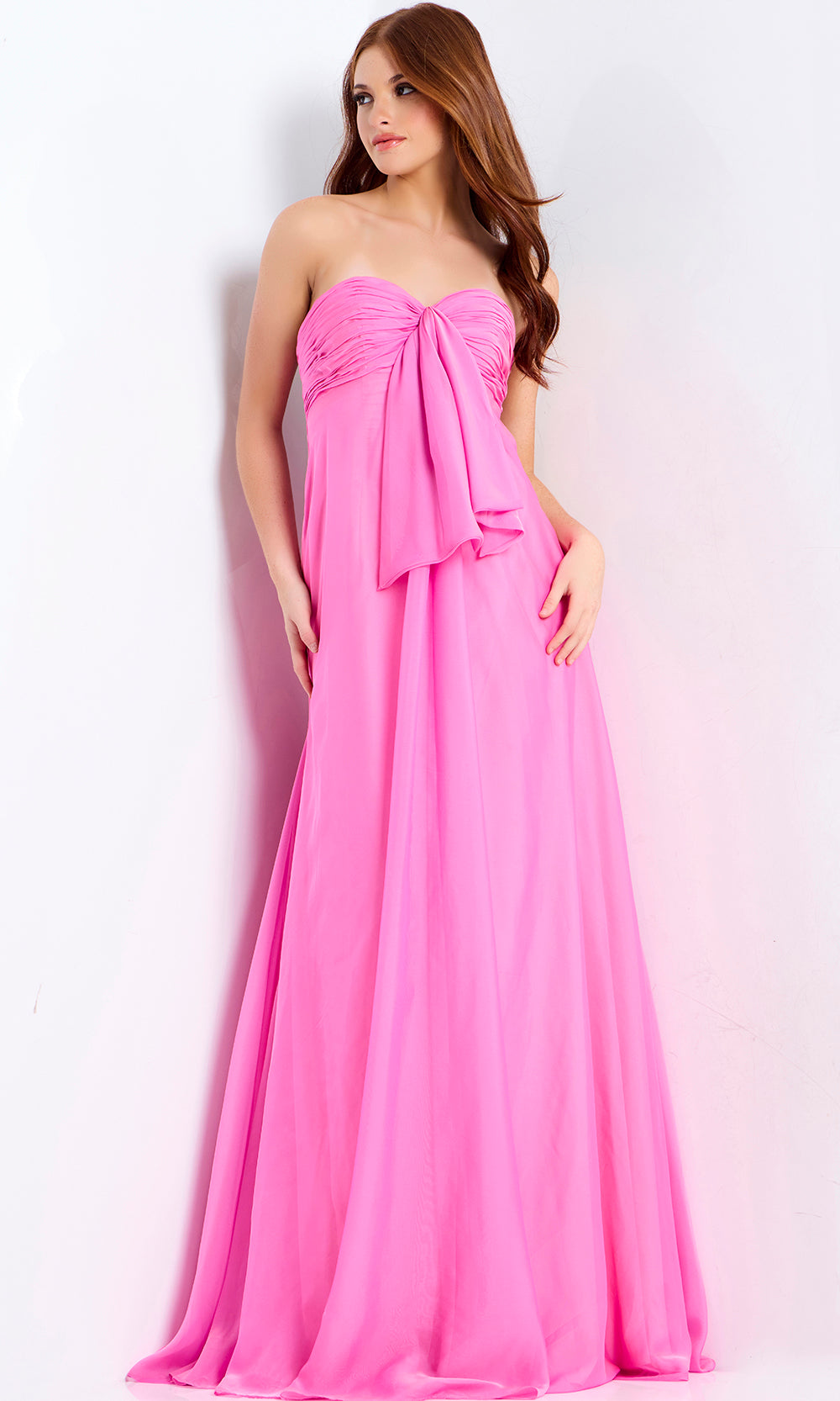 Jovani 47041 - Draped Bow Sweetheart Chiffon Gown Prom Dresses