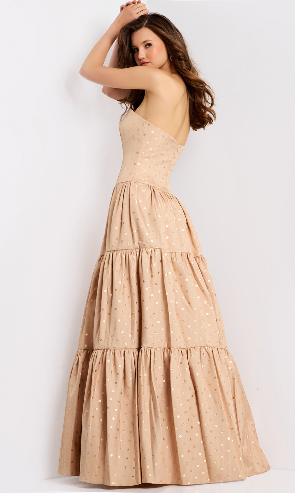 Jovani 49341 - Tiered A-Line Dress with Polka Dot Detail
