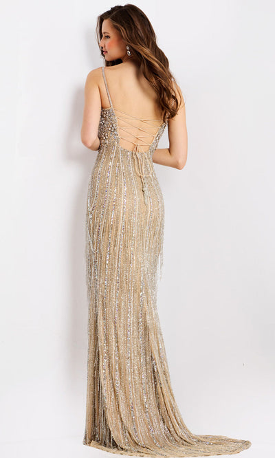 Jovani 48548 - Fringe Accent Sweetheart Lace-Up Gown Prom Dresses