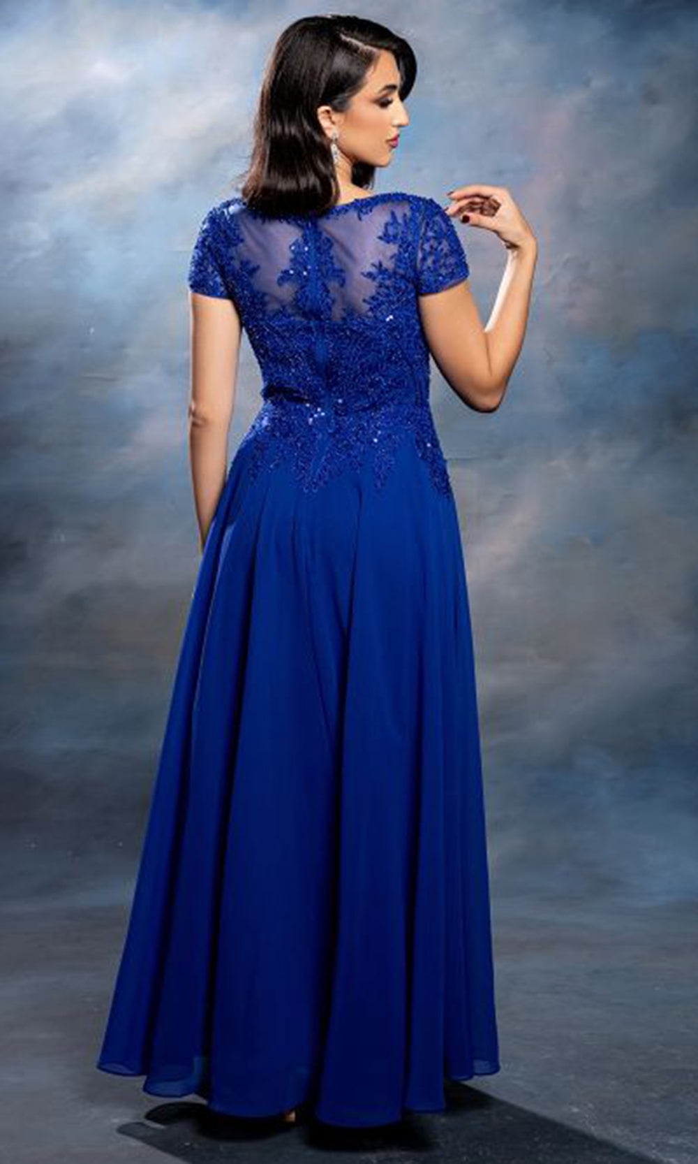 May Queen MQ2239 - Cap Sleeve Flowing A-Line Formal Gown