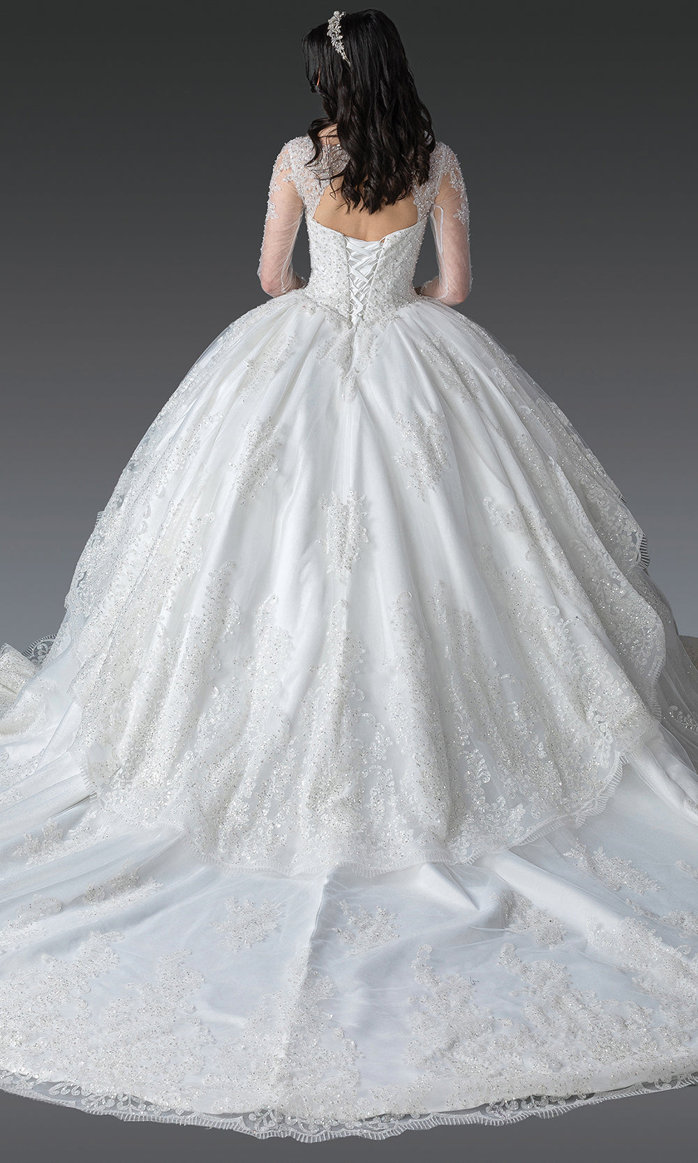 Dancing Queen Bridal 0276 - Cutout Back Beaded Lace Ballgown Wedding Dresses in White 