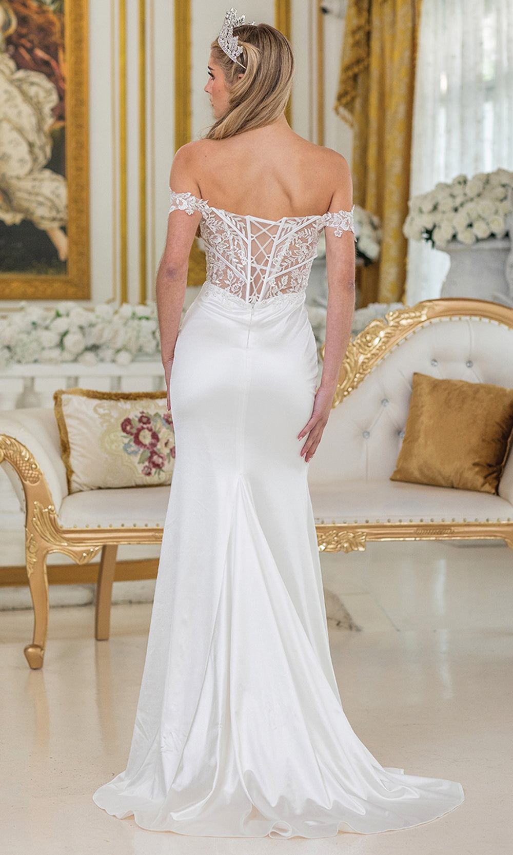 Dancing Queen Bridal 0308 - Sweetheart Neckline Applique Sheath Gown Bridal Dresses in White