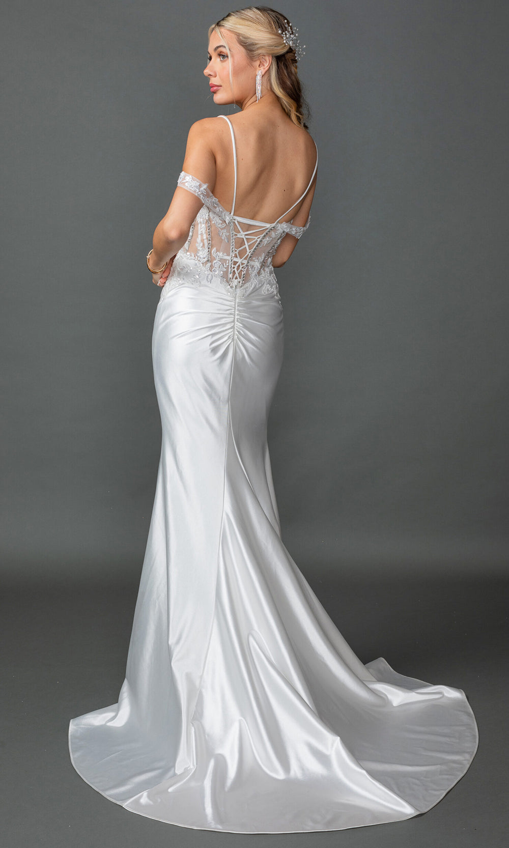 Dancing Queen Bridal 0311 - High Slit Cold Shoulder Sweetheart Gown Bridal Dresses in White