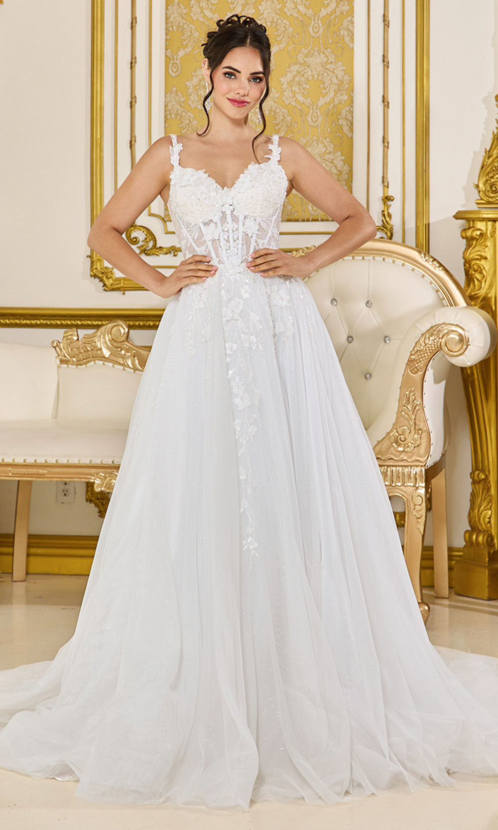 Dancing Queen Bridal 0314 - Illusion Corset Sleeveless Sweetheart Gown Wedding Dresses in White
