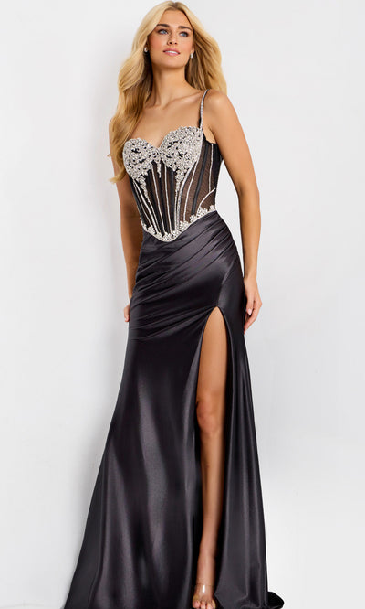 Jovani 47849 - Spaghetti Strap Sheer Corset Prom Gown Prom Dresses