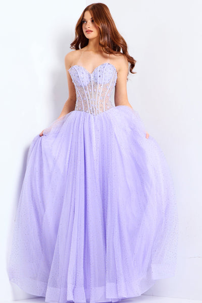 Jovani 48309 - Sweetheart Beaded Tulle Ballgown Prom Dresses in In Purple