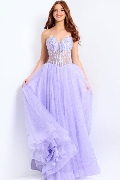 Jovani 48309 - Sweetheart Beaded Tulle Ballgown Prom Dresses in In Purple