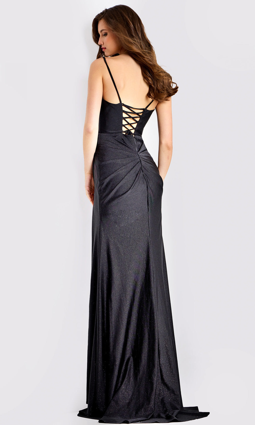 Jovani 49616 - Lace-Up Back Fitted Long Dress