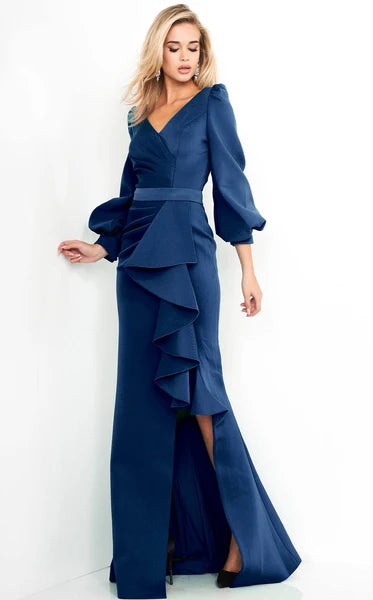 Jovani  04841 - Long Sleeve High Slit Dress