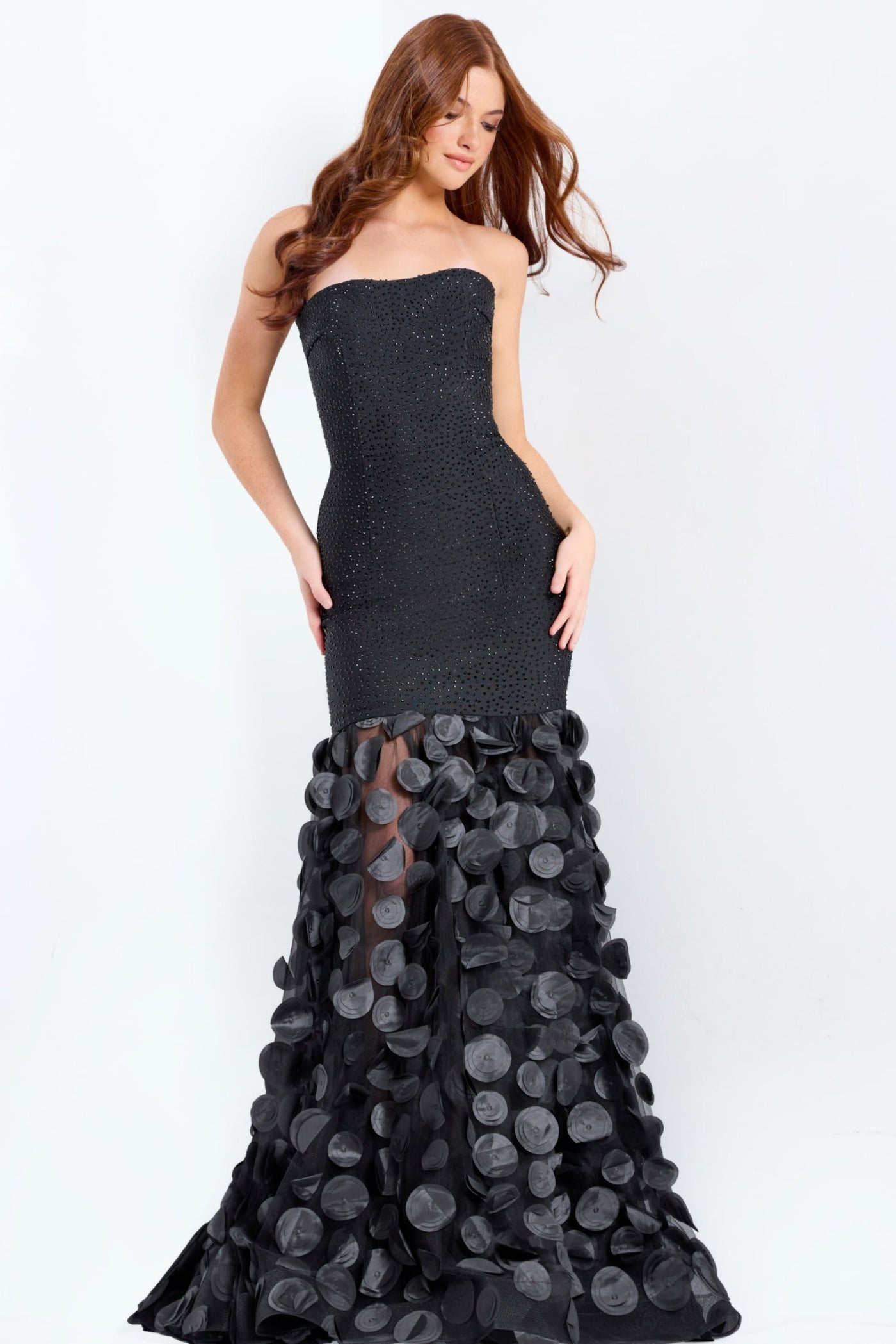 Jovani 49344 - Circular Applique Mermaid Prom Gown Prom Dresses In Black