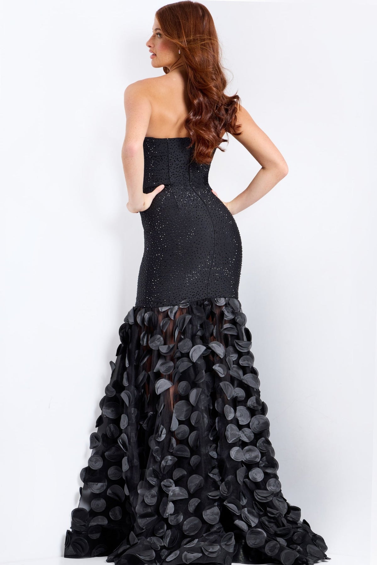 jovani black mermaid prom dress Strapless Mermaid Gown with Bow Detail 39872