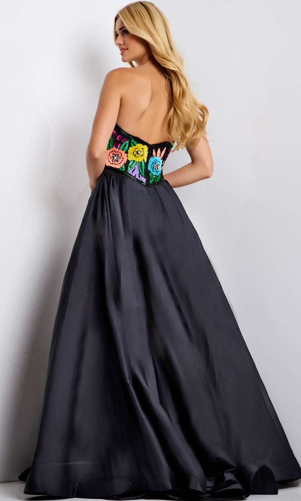 Jovani 49233 - Sweetheart Basque Ballgown with Floral Beading
