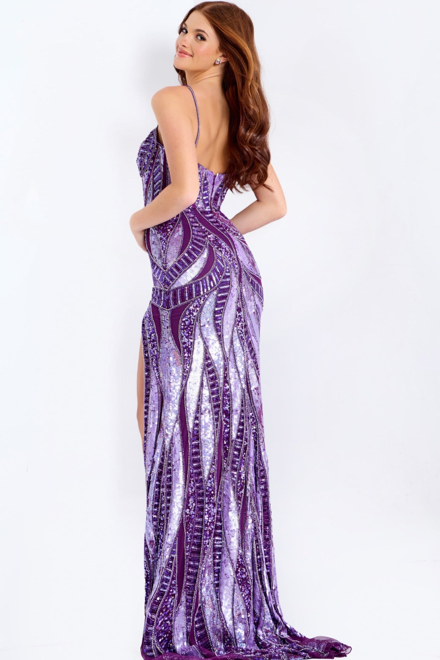 Jovani 49228 - Embellished Sweetheart Gown with Front Keyhole Prom Dresses in Purple and Multi