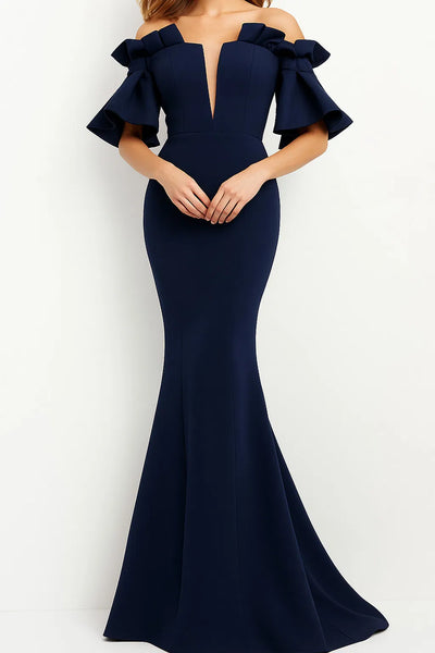Jovani 06901 - Elegant Mermaid Off Shoulder Gown