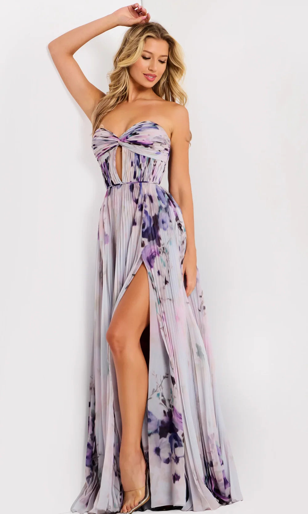 Jovani 42565 - Pleated Sweetheart Neckline Prom Gown with Slit Prom Dresses  in Print  