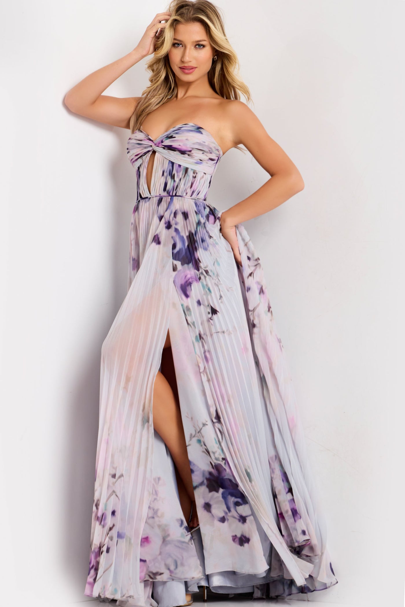 Jovani 42564 - Pleated Bodice Sweetheart Flowy Dress Prom Dresses in In Multi