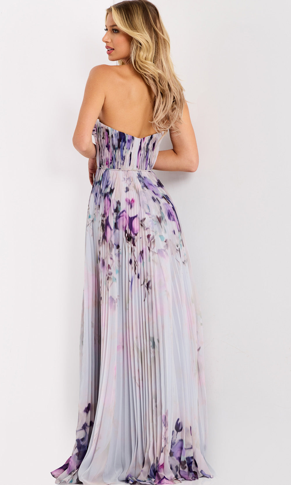 Jovani 42564 - Pleated Bodice Sweetheart Flowy Dress