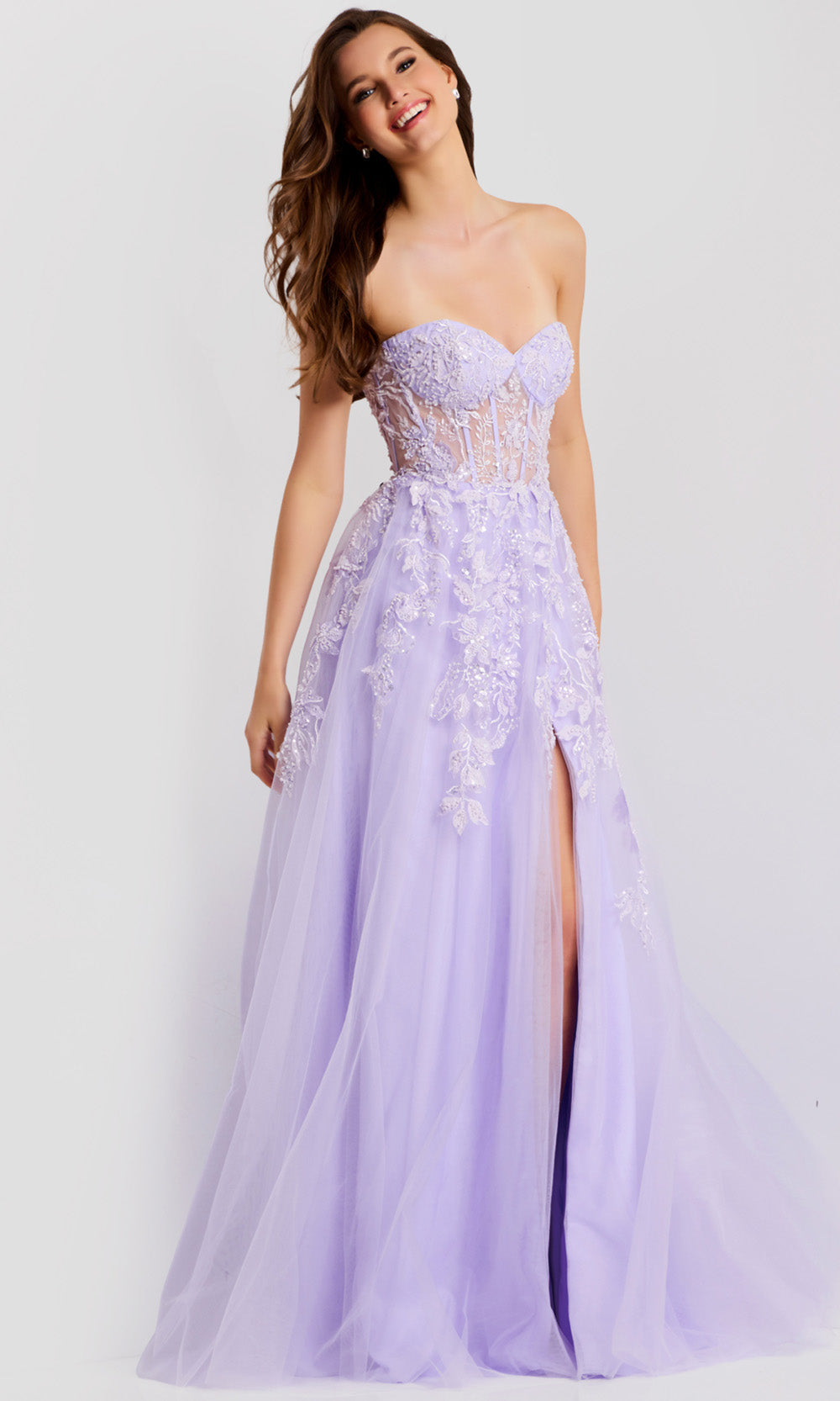 Jovani 49656 - Sweetheart A-Line Dress with Floral Embroidery