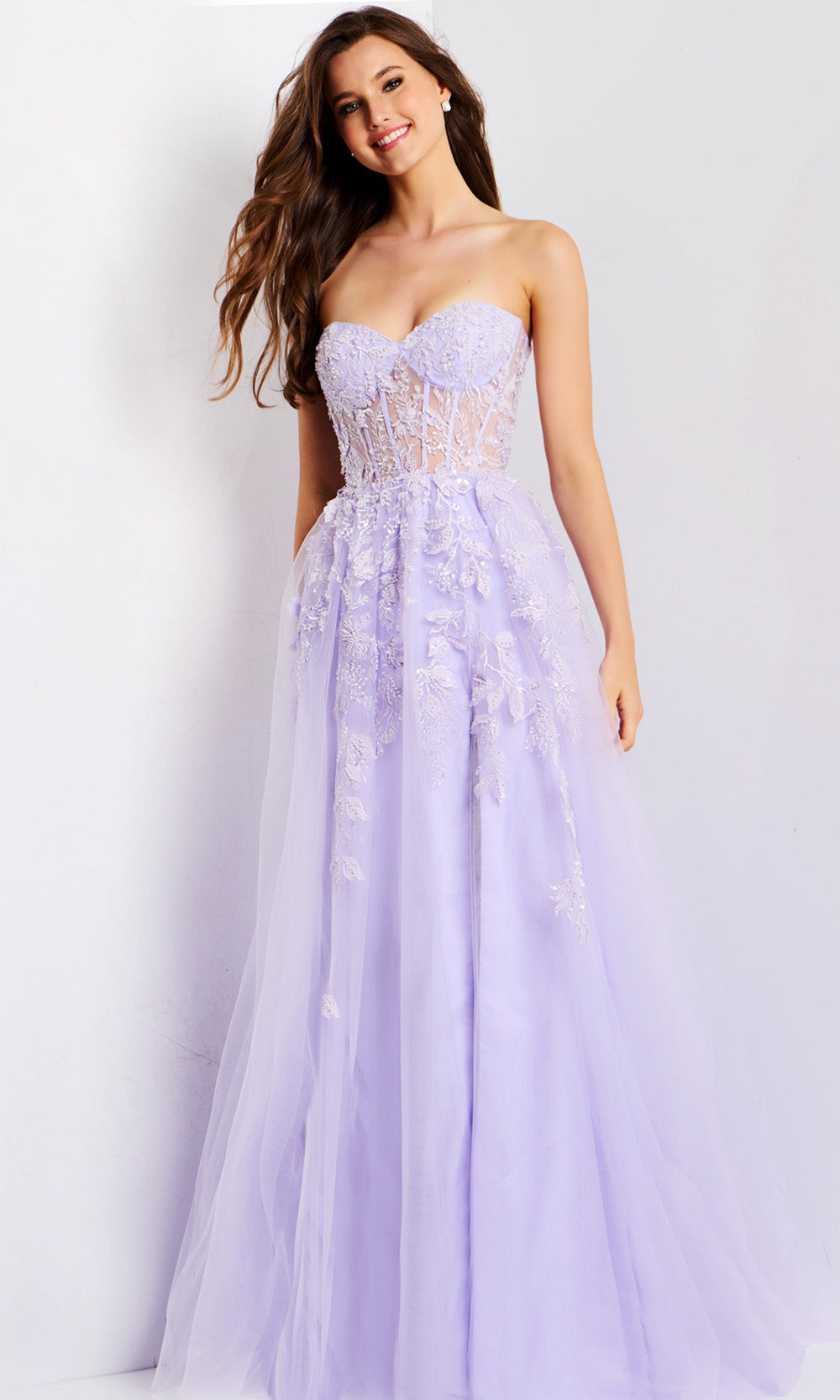 Jovani 49656 - Sweetheart A-Line Dress with Floral Embroidery