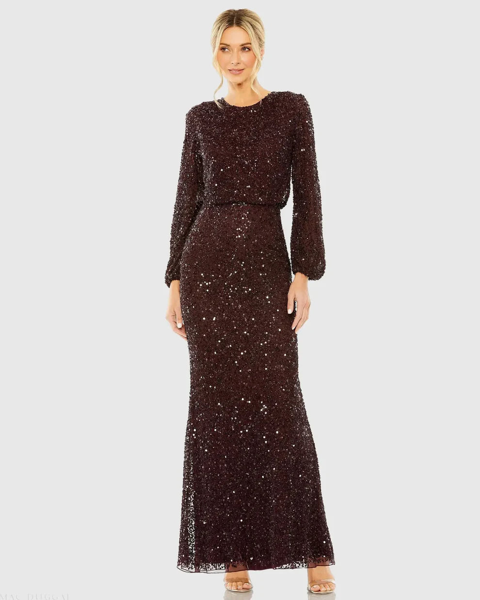 Mac Duggal 10044 - Jewel Neck Blouson Evening Gown