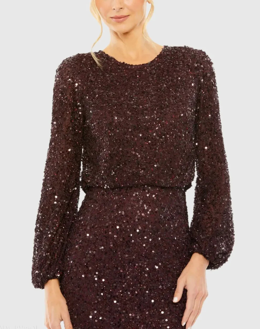 Mac Duggal 10044 - Jewel Neck Blouson Evening Gown