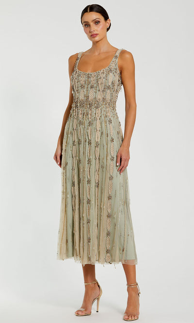 Mac Duggal 10078 - Sleeveless Embellished Tea-Length Dress Homecoming Dresses