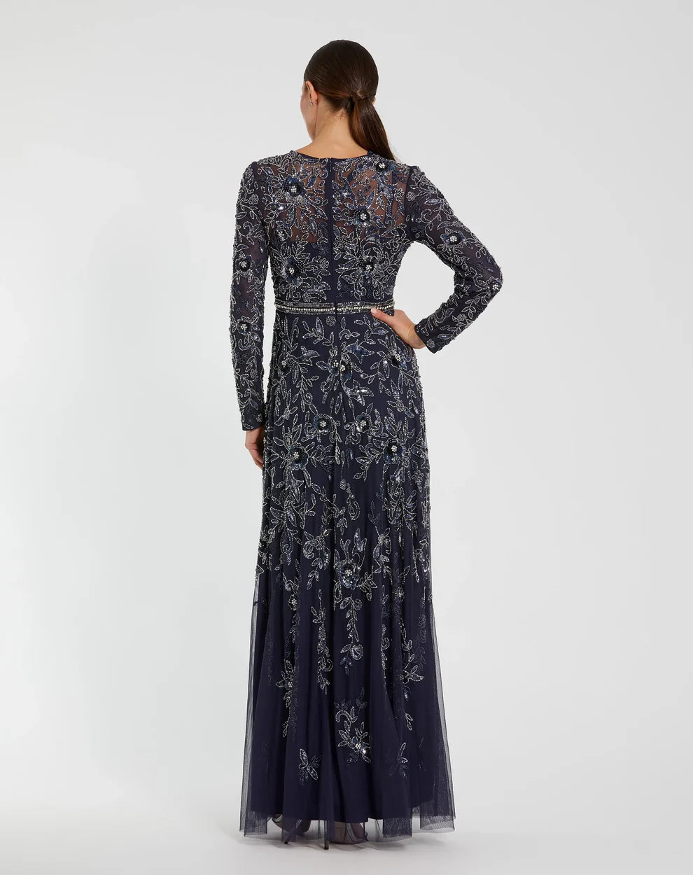 Mac Duggal 10093 - Floral Embellished Jewel Neck Gown