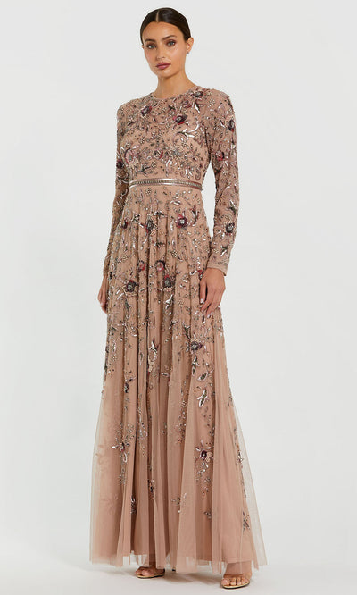 Mac Duggal 10093 - Floral Embellished Jewel Neck Gown Evening Dresses