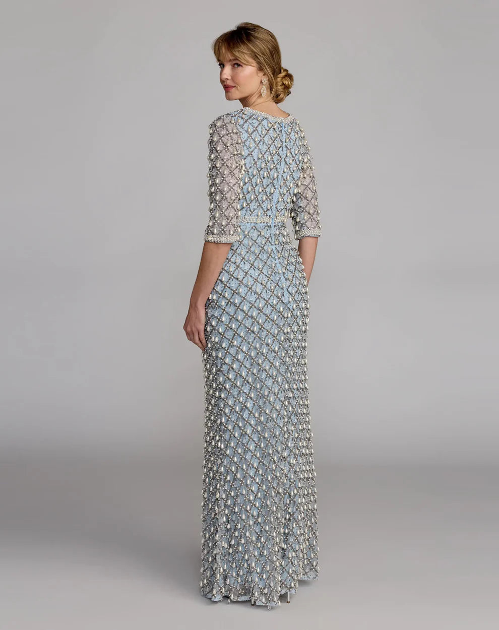 Mac Duggal 10099 - Pearl Ornate Quarter Sleeve Gown