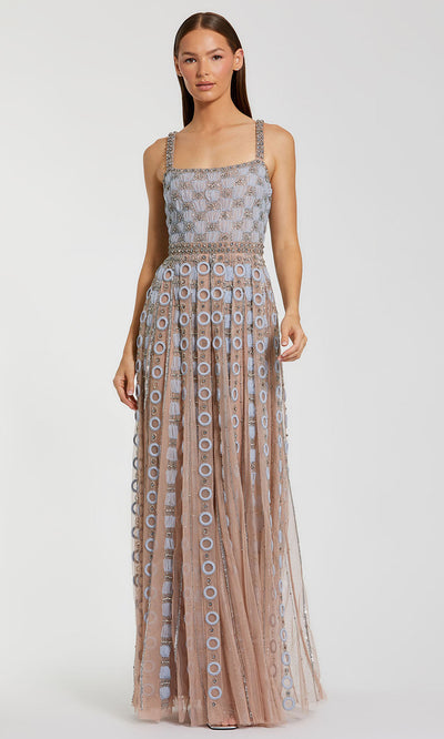 Mac Duggal 10106 - Square Neck Embellished Mesh Gown Evening Dresses