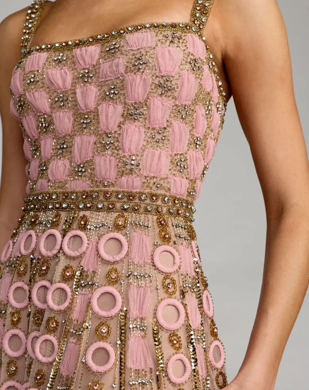 Mac Duggal 10106 - Square Neck Embellished Mesh Gown