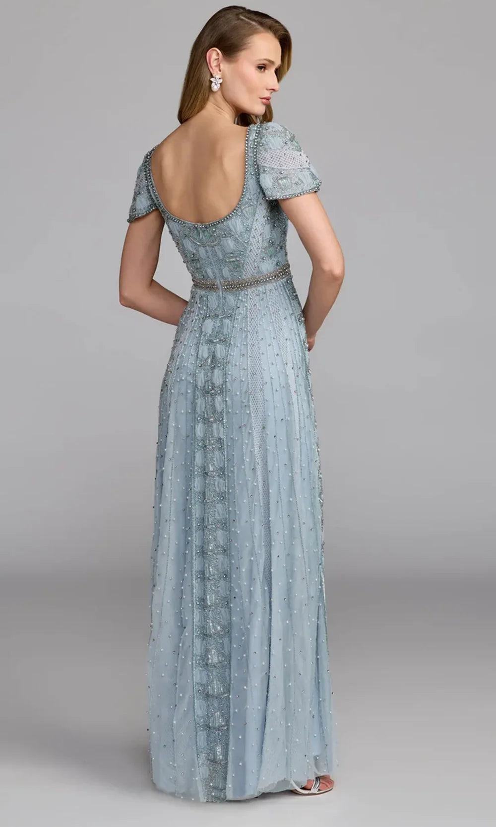 Mac Duggal 10116 - Scalloped Short Sleeve Embellished Mesh Gown Mother of the Bride Dresses