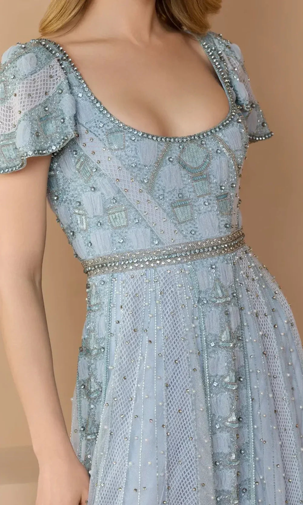 Mac Duggal 10116 - Scalloped Short Sleeve Embellished Mesh Gown Mother of the Bride Dresses