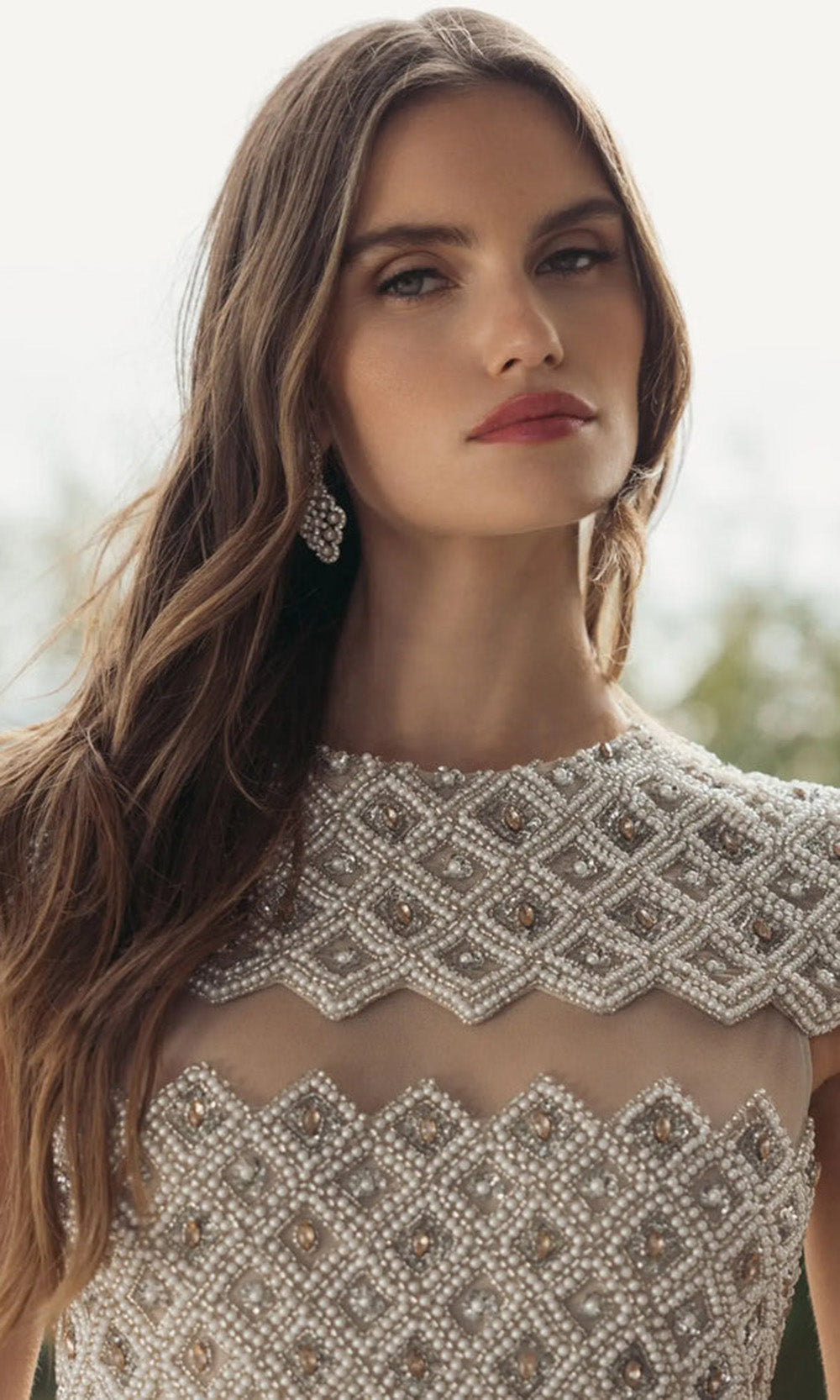 Mac Duggal 10147 - Cap Sleeve Midi Dress with Illusion Panels Cocktail Dresses in White and Neutral