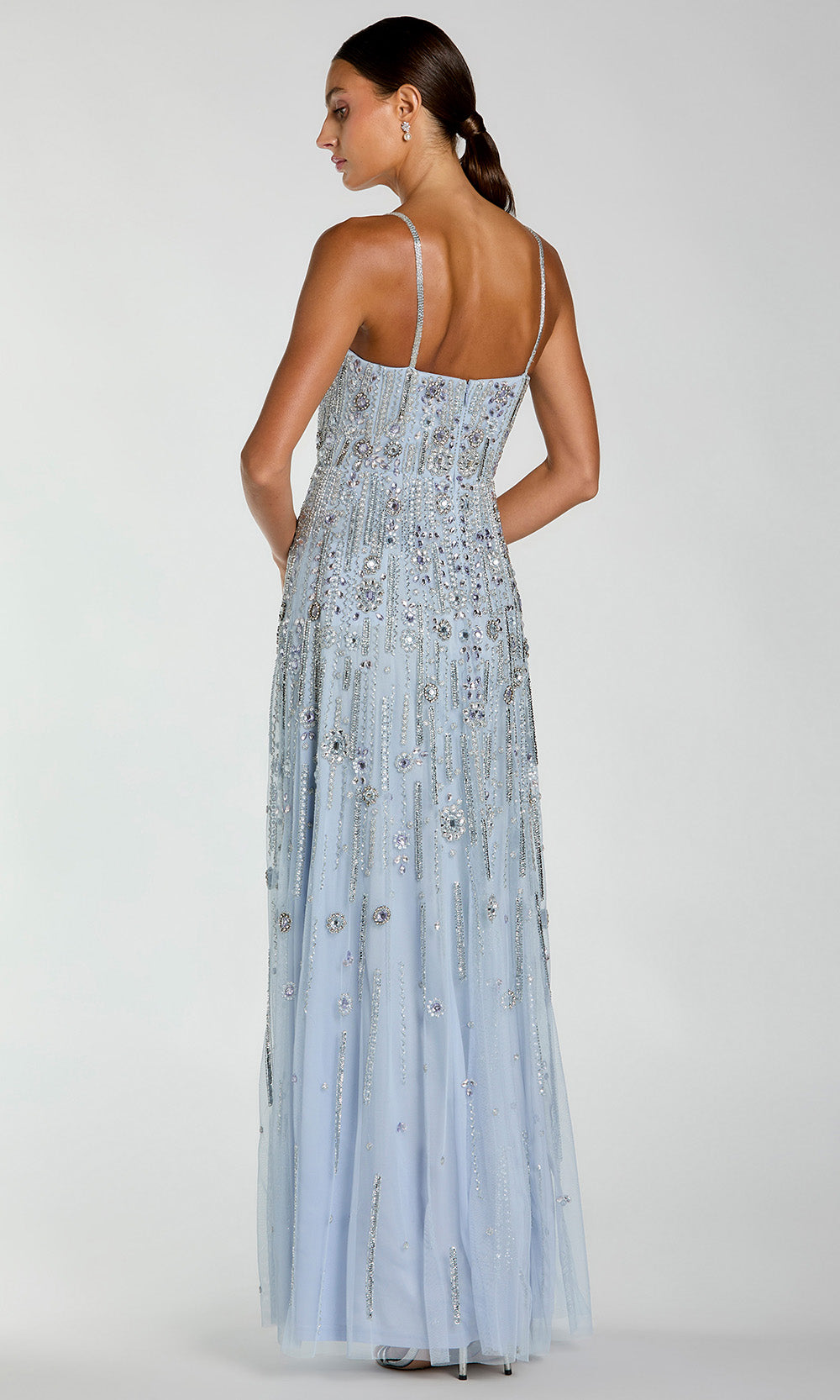 Mac Duggal 10157 - Spaghetti Strap Beaded A-Line Gown Prom Dresses in In Power Blue