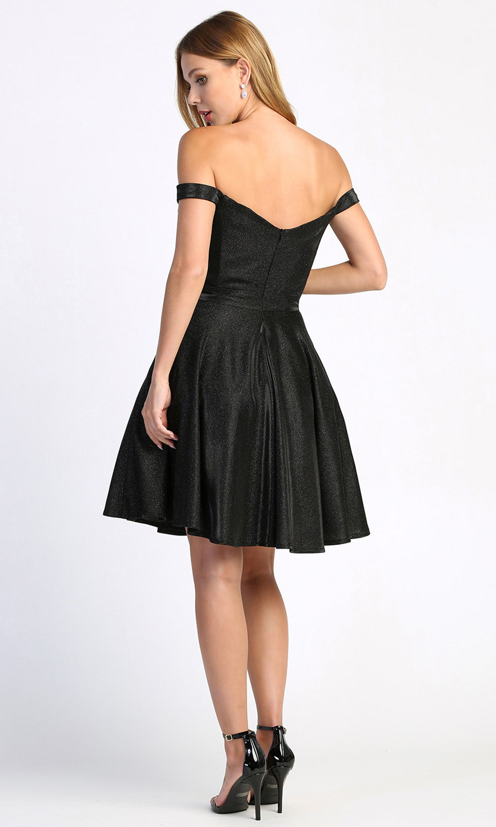 Adora Design 1025 - Sweetheart Flared Short Party Dress Cocktail Dresses in Silver In Black