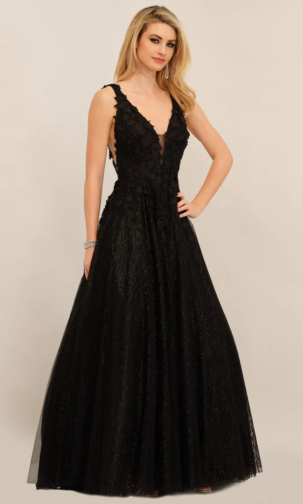 Dave & Johnny A10288W - Wide Strap Embroidered V-Neckline Dress Bridal Dresses