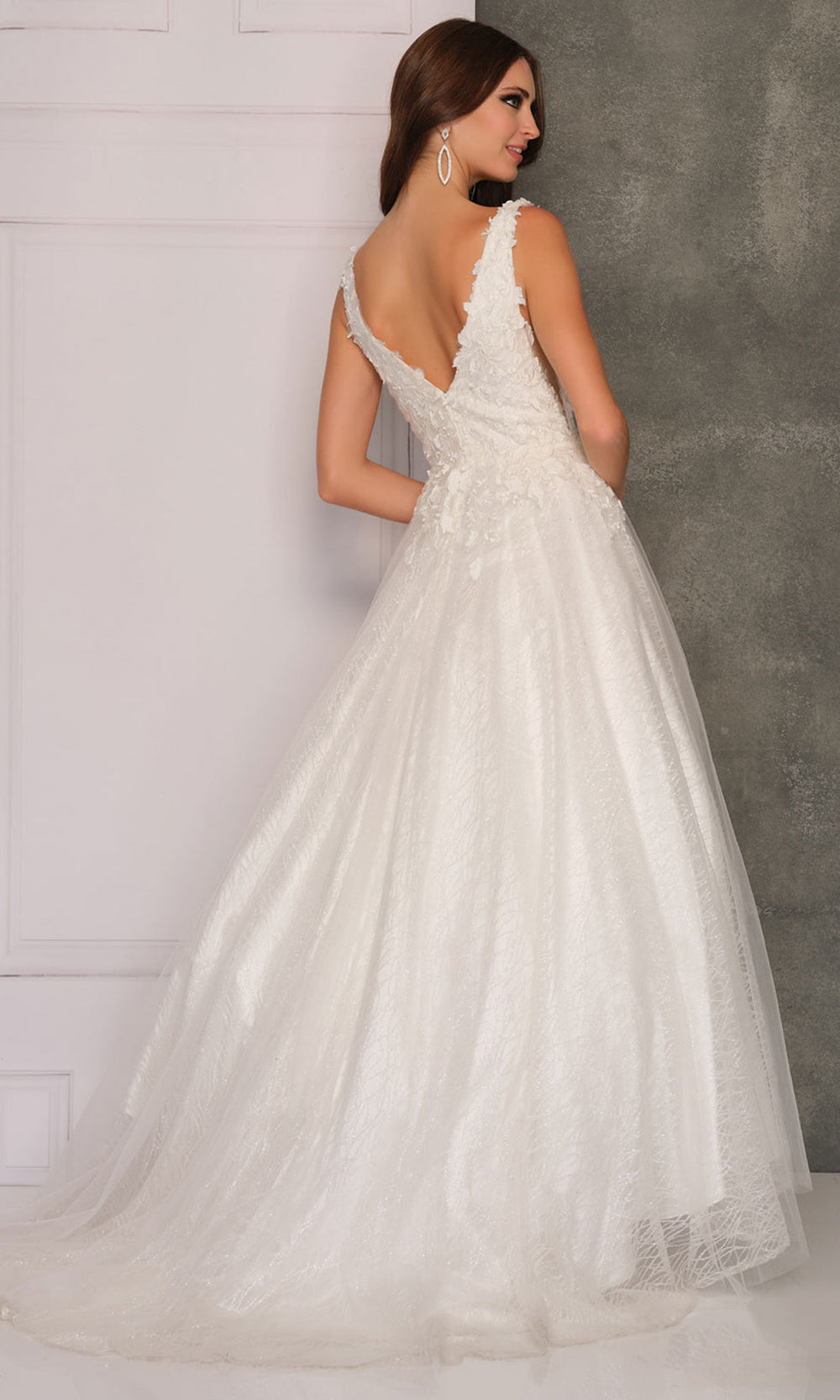 Dave & Johnny A10288W - Wide Strap Embroidered V-Neckline Dress Bridal Dresses