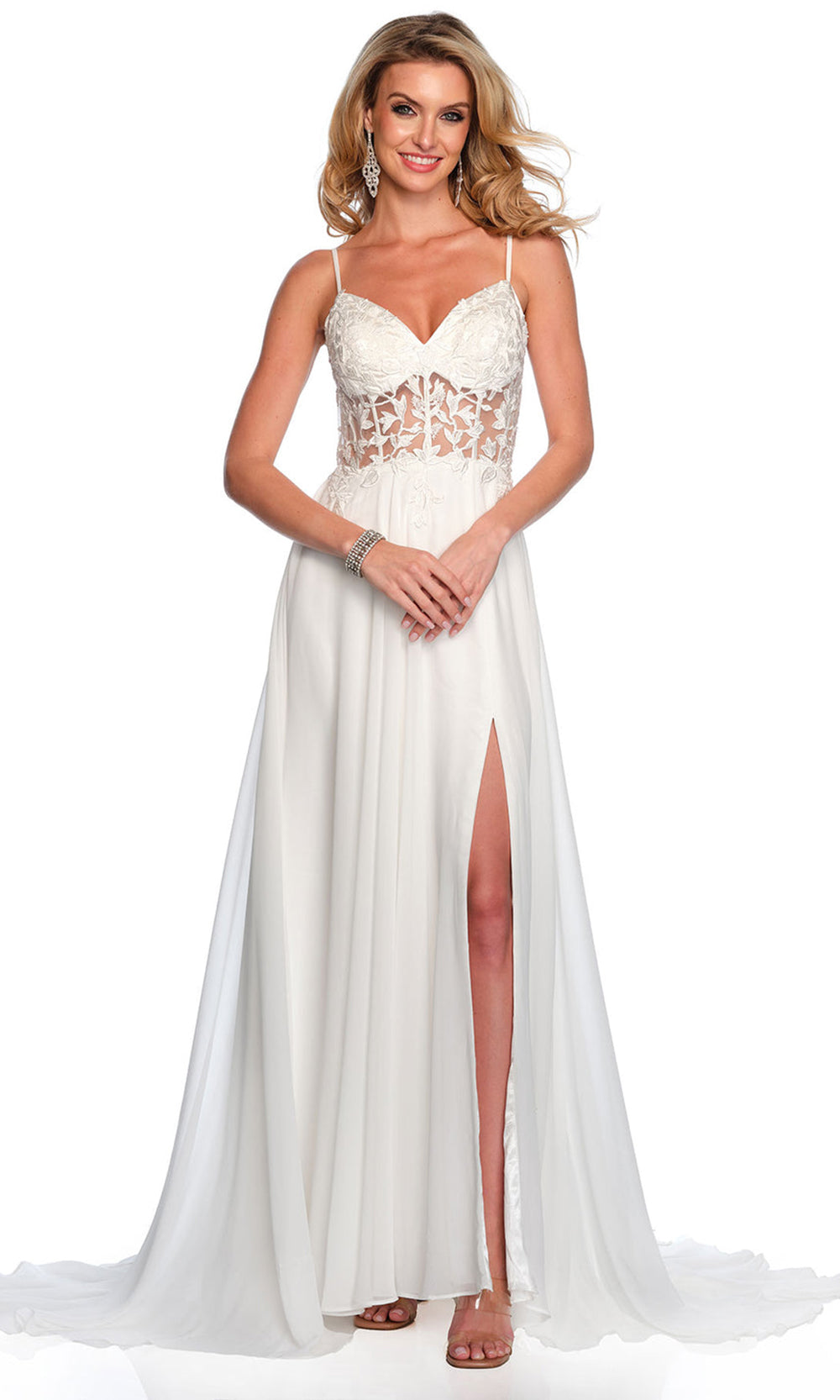 Dave & Johnny A10364W - Cutout Back A-Line Dress with Lace Applique Prom Dresses