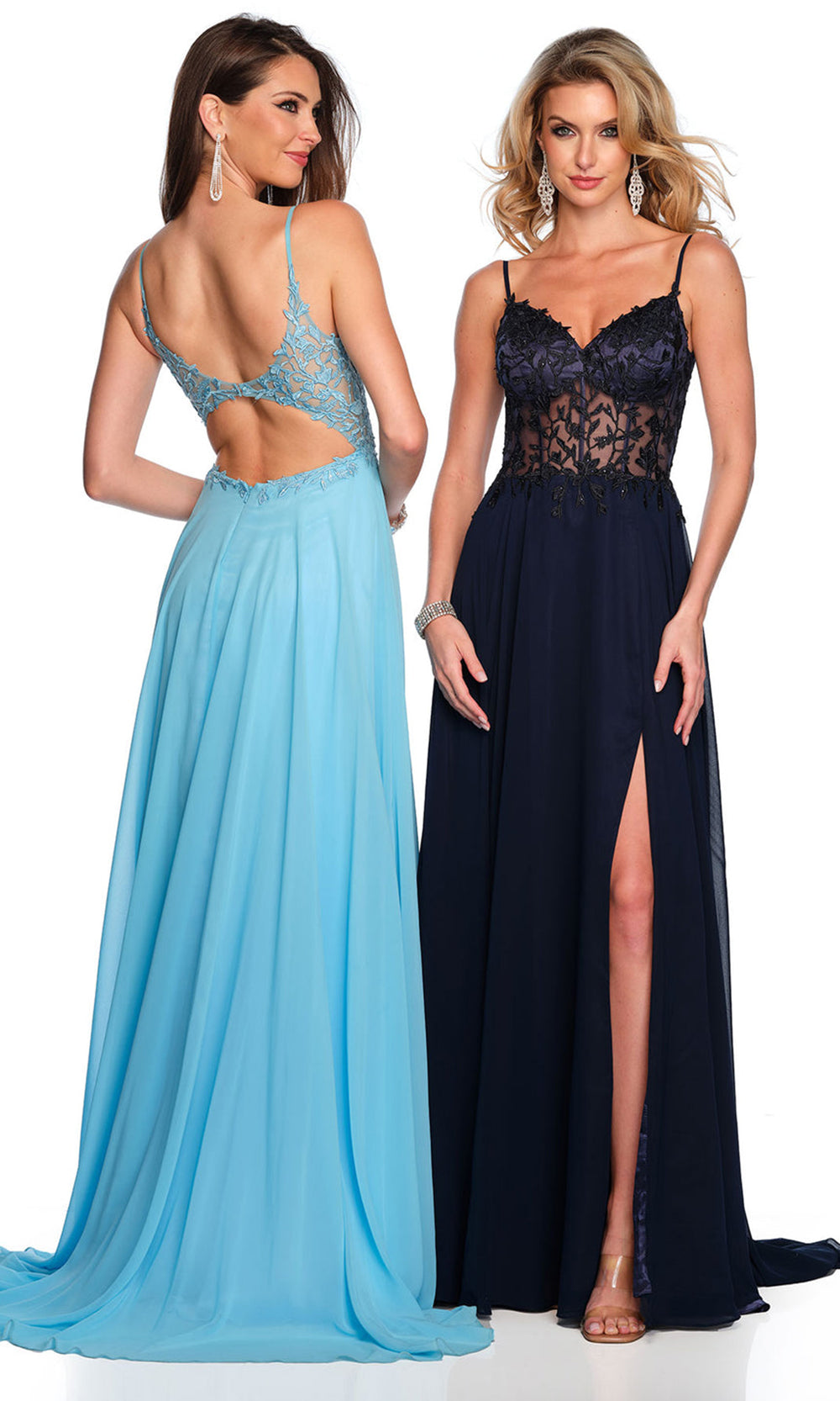 Dave & Johnny A10364W - Cutout Back A-Line Dress with Lace Applique Prom Dresses