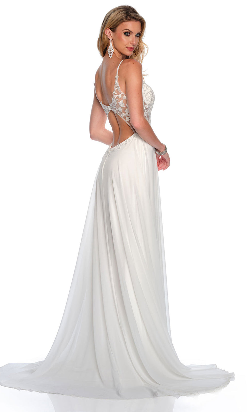 Dave & Johnny A10364W - Cutout Back A-Line Dress with Lace Applique Prom Dresses